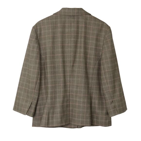 Banana Republic Mocha Brown Plaid Blazer Jacket Size 10 Large Women's - Picture 2 of 4